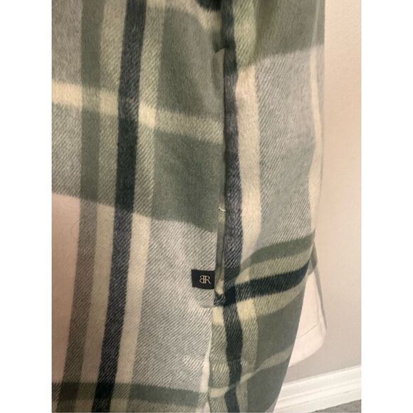 NEW Banana Republic Green Tan Plaid Wool Blend Shacket Jacket XL - Picture 3 of 7